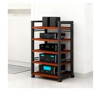 Rack de Audio de 5 Niveles for Cine en casa, Estructura metálica Robusta con Ruedas de 360°, Estante Ajustable en Altura for oficinas, Estudios de grabación o Salas de Cine en casa.(Brown)