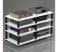Rack De Audio Multimedia, Rack De Almacenamiento De Medios Portátil, Rack De Componentes De Gabinete De Audio,Adecuado For Consolas De Juegos,Proyectores(White,4Tier)