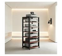 Rack De Audio Soporte para Reproductor De DVD, CD Y Audio De 7 Niveles, Soportes Y Bastidores Estéreo Resistentes, Torre De Audios Móvil para En Casa Y Teatro(Red)