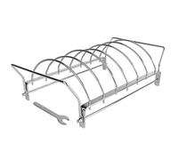 Rack De Costillas Barbacoa - Rack De Costillas De Acero Inoxidable Para Rejilla | Soporte De Soporte De Asado De Calidad Oxido De Oxido | Pequeño Accesorio De Fumadores Con Llave Para Preparación De