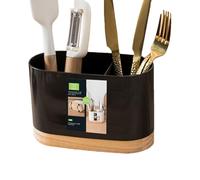 Rack de cubiertos - Organizador de almacenamiento de canasta de drenaje de madera con caja de compartimento | Deslenador de cubiertas fáciles de drenar | Soporte de fregadero de la cocina para uso de