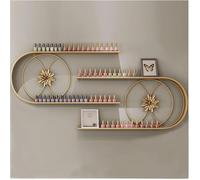 Rack de Esmalte de Uñas, Estante de almacenamiento de perfumes de aceite esencial en forma de U, vitrina de botella de aceite esencial montada en la pared for salón de uñas(Gold)