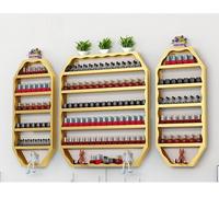 Rack de Esmalte de Uñas, Estante de exhibición de suministros for uñas, estante de almacenamiento de perfumes, repisas de exhibición de estante flotante organizador de perfumes(Gold,3 piece set)