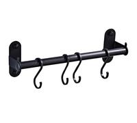 Rack de Pared de Estante de Olla, riel de Cocina de 12 Pulgadas con 4 Ganchos, Rejilla para la Olla Colgante de Aluminio, Soporte de Pared utensilio a Prueba de óxido para sartenes y macetas