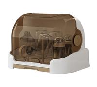 Rack de secado de biberón de 1 por ciento con tapa, estante de secado vertical de botella vertical que ahorra espacio en polvo desmontable con 6 marcos de soporte de drenaje para taza de aprendiz