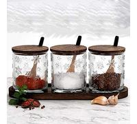 Rack de Tanque de Almacenamiento de Vidrio Conjunto de Botellas de Condimento-Rack Compacto de Especias para Picnic de Barbacoa de Cocina (B), 3360053031