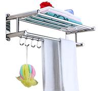 Rack de Toalla Plateada Toalla de 2 Niveles Toalla de baño montada en la Pared Toalla con Acero Inoxidable de Gancho 40 cm 50 cm 60 cm 80 cm (Color: Onecolor, tamaño: 80 cm) (Onecolor 60 cm)