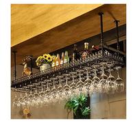 Rack de vino Soporte de vino montado en la pared de hierro Al estilo europeo de estilo europeo/vínculo tinto de champán, el organizador de stand de estribo del estante J1030, negro, 150 * 35 cm