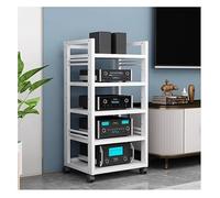 Rack HiFi De 5/7 Niveles con Ruedas, Soporte De Medios De Audio Y Video, Estante De Audio, Mesa para Tocadiscos con Estantes Ajustables, para Sala De Estar, Dormitorio Y Estudio(5 Tier-White1)