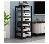 Rack HiFi De 5/7 Niveles con Ruedas, Soporte De Medios De Audio Y Video, Estante De Audio, Mesa para Tocadiscos con Estantes Ajustables, para Sala De Estar, Dormitorio Y Estudio(7 Tier-Black1)