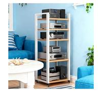 Rack HiFi De 5/7 Niveles con Ruedas, Soporte De Medios De Audio Y Video, Estante De Audio, Mesa para Tocadiscos con Estantes Ajustables, para Sala De Estar, Dormitorio Y Estudio(5 Tier-White3)