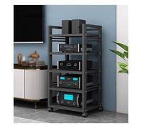 Rack HiFi De 5/7 Niveles con Ruedas, Soporte De Medios De Audio Y Video, Estante De Audio, Mesa para Tocadiscos con Estantes Ajustables, para Sala De Estar, Dormitorio Y Estudio(5 Tier-Black1)
