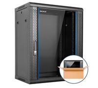 Rack mural Phasak Pro 15U 600x450 premontado con puerta de vidrio templado