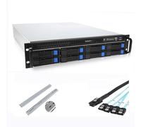 RackChoice M-ATX/Mini-ITX 2U Profundidad de montaje en bastidor 21.5" Chasis de servidor 6Gbps Hotswap 8bahías Compatible con PSU ATX con ventilador de 120 mm, incluye riel deslizante y cables Minisas