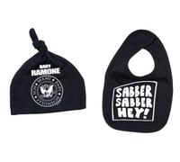 racker de N- Roll Baby Ramón Babero + Gorro Juego de mochilas sabber Hey Baby Peto Negro