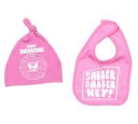 Racker-n-Roll Juego de Babero y Gorro para bebé, diseño de Ramones, Rosa