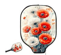 Racket Protection Bag Red & White Poppy Bouquet Pickleball Paddle Cover | duradera waterproof pickleball Racket Covers Para sports Universal