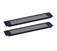 RackPath 2U - Espaciador de panel de montaje en rack en blanco con ventilación para gabinete de rack de servidor de 19 pulgadas o gabinete de red, paquete de 2, color negro