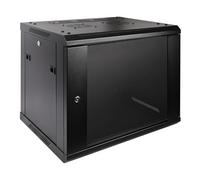 RackPath 9U - Gabinete de servidor profesional de montaje en pared con 2 ventiladores de refrigeración silenciosos, 1 panel de gestión de cables cepillados, color negro