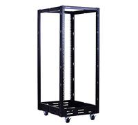 RackPath Estante para servidores de marco abierto de 25U, resistente, profundidad ajustable de 4 postes con ruedas