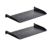 RackPath - Estante universal voladizo 1U - 10 pulgadas de profundidad - Estante de montaje en rack para racks de equipos de red AV/de 19 pulgadas - Capacidad de 55 libras - Paquete de 2