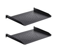 RackPath - Estante universal voladizo 1U - 14 pulgadas de profundidad - Estante de montaje en rack para racks de equipos de red AV/de 19 pulgadas - Capacidad de 55 libras - Paquete de 2