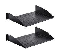RackPath - Estante universal voladizo 2U - 14 pulgadas de profundidad - Estante de montaje en rack para racks de equipos de red AV/de 19 pulgadas - Capacidad de 55 libras - Paquete de 2