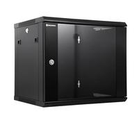RackPath Gabinete de montaje en pared 9U Performance Server Network Rack Recinto de rack de red, ventilador de enfriamiento silencioso, puerta de vidrio con bloqueo, negro