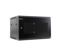 RackPath - Gabinete de servidores de montaje en pared 6U, ventilador de refrigeración silencioso, puerta perforada, color negro