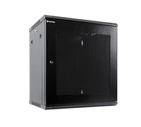 RackPath - Gabinete de servidores de montaje en pared de 12U, ventilador de refrigeración silencioso, puerta perforada, color negro