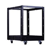 RackPath Rack de servidor de marco abierto de 12U - Profundidad ajustable de 4 postes resistente con ruedas