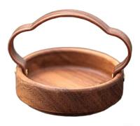 Rackumic Bandeja de madera de nogal estilo chino con asas integradas para fiestas de té, frutos secos, frutas, decoración del hogar, 15 x 15 x 4 cm, castaño (B)