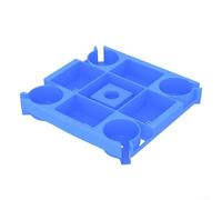 Rackumic Bandeja de mesa para sombrilla de playa, 1 paquete con 4 portavasos y compartimentos para aperitivos, hecha de plástico anti UV para playa, jardín, piscina, color azul, tamaño 33 x 33 x 5 cm