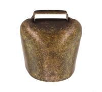 Rackumic Campana de vaca de hierro de cobre para ganado, caballos, pastoreo y pastoreo de ovejas, disponible en cobre bronce para ayudar a disuadir a los depredadores y localizar el ganado (bronce