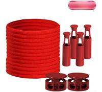 Rackumic Cordones sin atar con clips de hebilla de metal para adultos y cierres elásticos para zapatos atléticos, botas, uso casual, ajuste seguro, listado de padres (rojo)