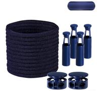 Rackumic Cordones sin atar con clips de hebilla de metal para adultos y cierres elásticos para zapatos atléticos, botas, uso casual, ajuste seguro, listado de padres (azul marino)