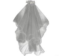 Rackumic Corona floral hecha a mano para mujer con lazo de perlas blancas, elegante accesorio para el pelo de novia para bodas y eventos de princesa, guirnalda de encaje ajustable en varios tamaños (C