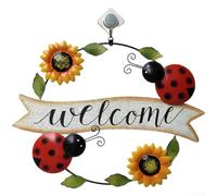 Rackumic Decoración de pared de metal de girasol rústico, placa colgante de hierro pintada a mano para sala de estar, comedor y entrada, encantador letrero de bienvenida para puerta delantera y