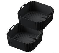 Rackumic Forro de sílice para freidora de aire, 2 unidades, sin cestas para COSORI 5.5L 6.2L 180 NA230 con transferencia de calor y alimentos para hornear asar freír (negro)