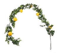 Rackumic Guirnalda de limón artificial de 66.92 pulgadas, vid falsa con hojas realistas y frutas para decoración del hogar, boda, fiesta, mesa, telón de fondo, amarillo y verde