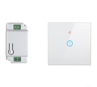 Rackumic Interruptor inalámbrico Control remoto Sensor táctil Panel de vidrio RF433 Dispositivo doméstico para extractor de luz Calentador Blanco 8,6 x 8,6 cm Paquete de 2 (A)