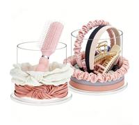 Rackumic Juego de 2 organizadores de accesorios para el cabello de acrílico transparente para diademas, coleteros, cepillos y peines, caballetes cilíndricos de almacenamiento de tocador para tocador