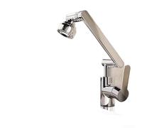 Rackumic Juego de grifo giratorio de brazo mecánico para fregaderos de cocina y lavabo con función de agua fría y caliente, construcción de acero plástico, kit de instalación completa (B)