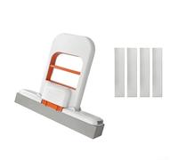 Rackumic Juego de paños plegables para mini fregona con 1 cepillo y 4 cabezales de esponja reutilizables de alta absorción, ahorro de espacio para la limpieza del hogar perezosa (blanco)