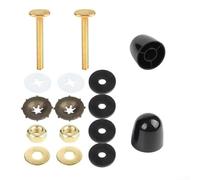 Rackumic Juego de tapas de tornillo de fijación para suelo de inodoro, chapado en cobre, en forma de T, estándar ABS y PP, tapa decorativa para baño, mejoras del hogar, blanco y negro, resistente a la