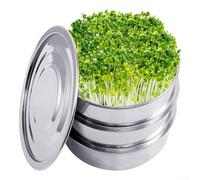 Rackumic Kit de bandeja de germinación de acero inoxidable, bandeja de germinación de cultivo de suelo, diseño apilable, malla de drenaje eficiente para el inicio del jardín y crecimiento saludable de