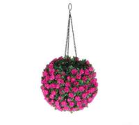 Rackumic Lámpara solar con forma de bola de flores para colgar plantas artificiales con colgador para decoración de jardín y patio, topiario de plástico con purpurina (A)