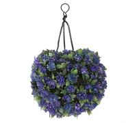 Rackumic Lámpara solar de bola de flores colgante con colgador para decoración de jardín y patio, topiario de plástico con purpurina (C)