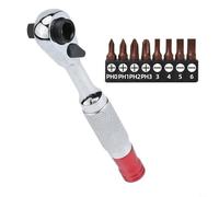 Rackumic Llave de trinquete de 1/4 pulgadas ajustable de doble cabeza con construcción de metal endurecido antioxidante resistente al desgaste, mango de goma antideslizante que absorbe los golpes (PH+