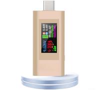 Rackumic Medidor de potencia USB para monitoreo de corriente de voltaje real y mAh con pantalla a color HD y 210 W máximo para dispositivos tipo C, medidor de capacidad de batería, color negro (dorado